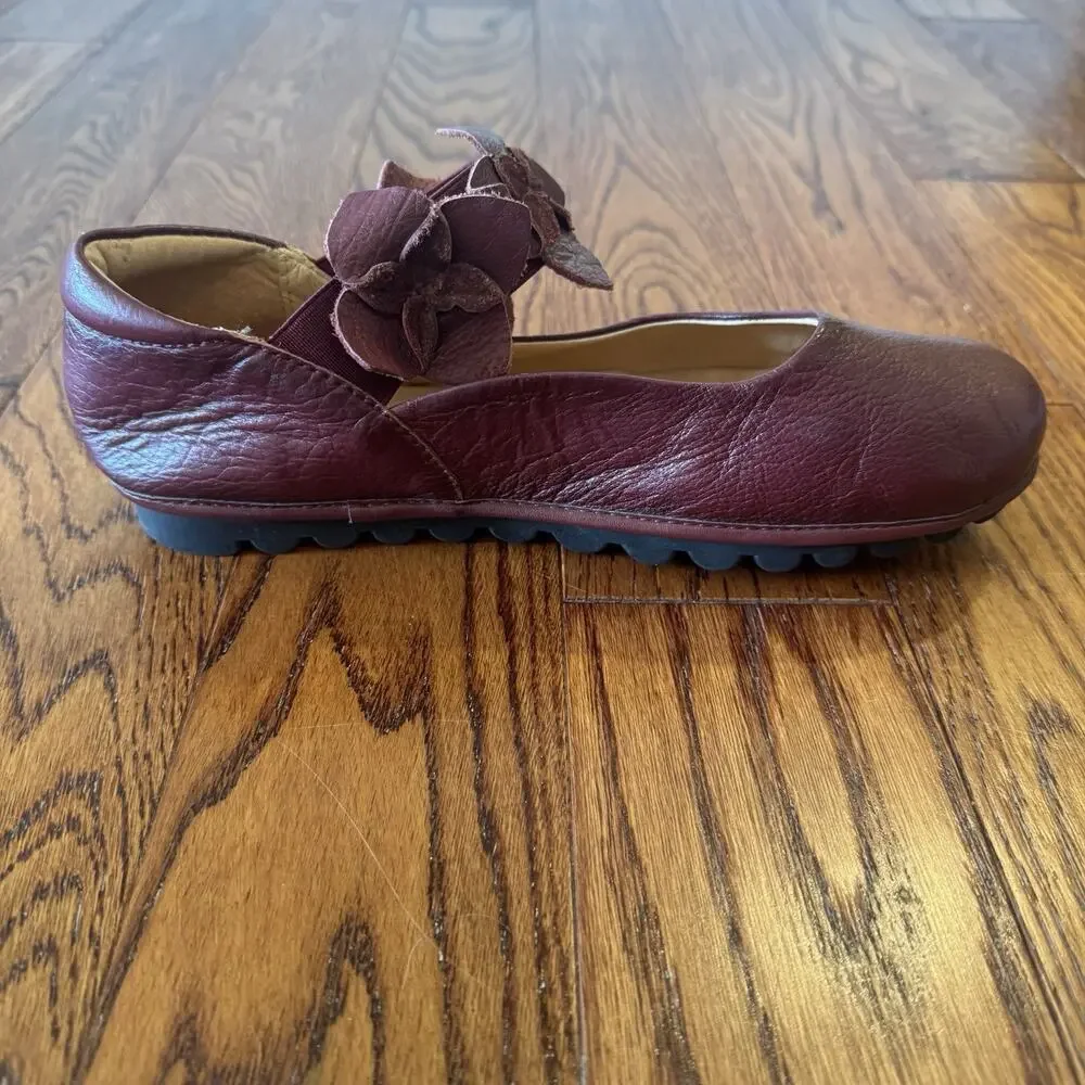 Spring Step L'Artiste Talulla 39 Women's Shoes 8.5 Burgundy Floral Ballet Flats